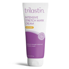 TriLASTIN Stretch Mark Cream bottle top close-up, highlighting fast-absorbing unscented formula.
