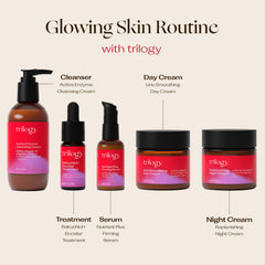 Trilogy hyaluronic acid visual signaling deep hydration and plump skin support.