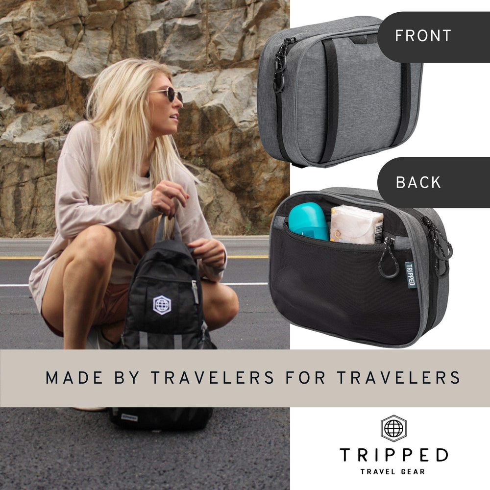 TRIPPED Toiletry Bag Set 70D nylon blend delivers soft feel and lightweight performance.