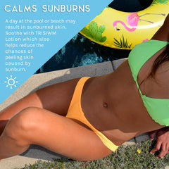 TRISWIM swim lotion with aloe and vitamin E supports moisturized skin after workouts.