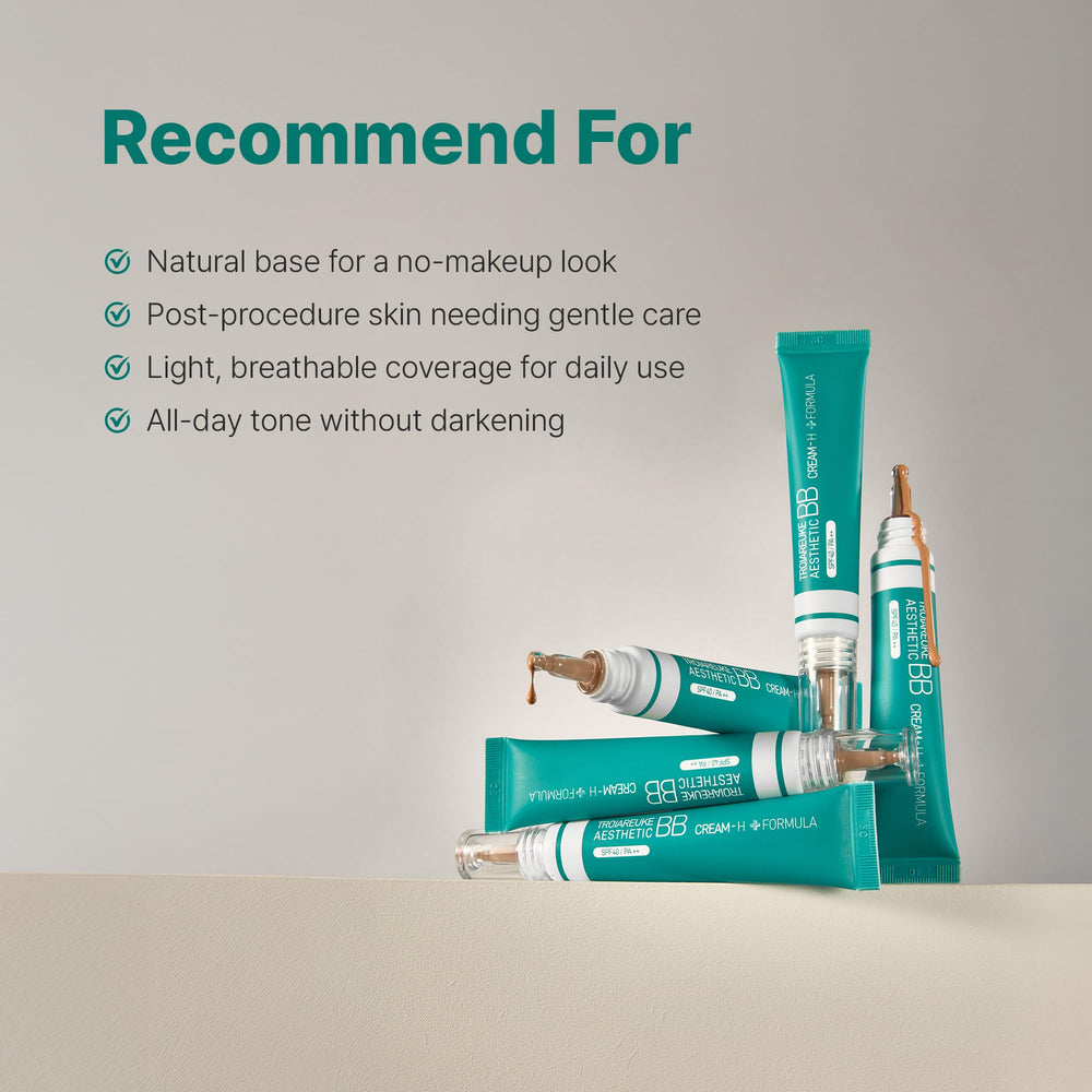 Troiareuke BB cream with Centella Asiatica extract for soothing support.