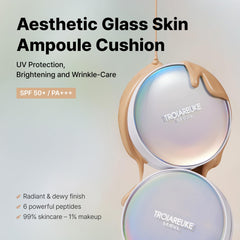 TROIAREUKE cushion application close-up shows lightweight texture and seamless blend.