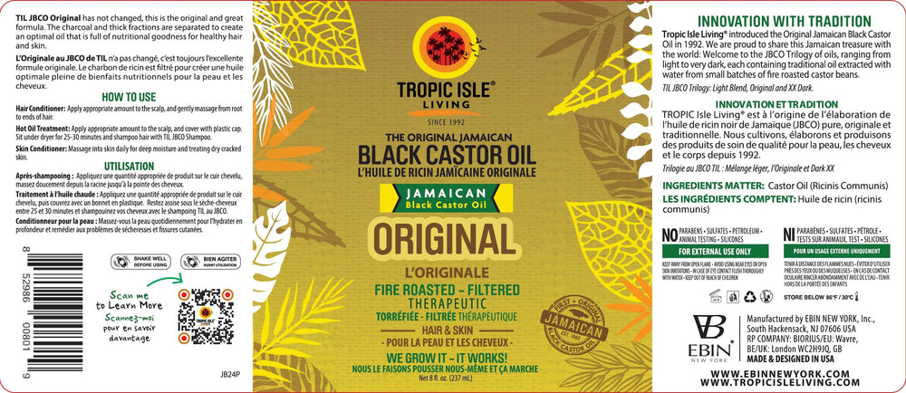 Tropic Isle Living Jamaican Black Castor Oil hot oil treatment setup