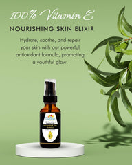 Tropical Holistic Vitamin E Oil applied to the face for hydration and softness.
