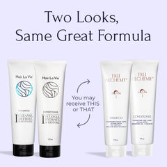 Tru Alchemy Conditioner bottle highlighting deep moisture and frizz control.