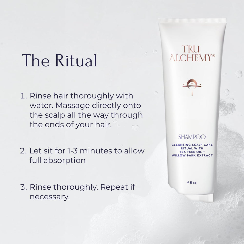 Sulfate-free Tru Alchemy formula cleanses gently without harsh residues