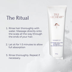 Sulfate-free Tru Alchemy formula cleanses gently without harsh residues