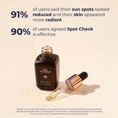Tru Alchemy Spot Check serum dropper demonstrates precise dosing for targeted brightening