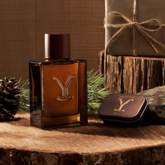 Tru Fragrance Beauty Yellowstone Ride back label detailing notes and brand story.
