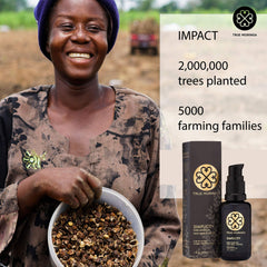 Scalp care with True Moringa Oil for balanced oil.