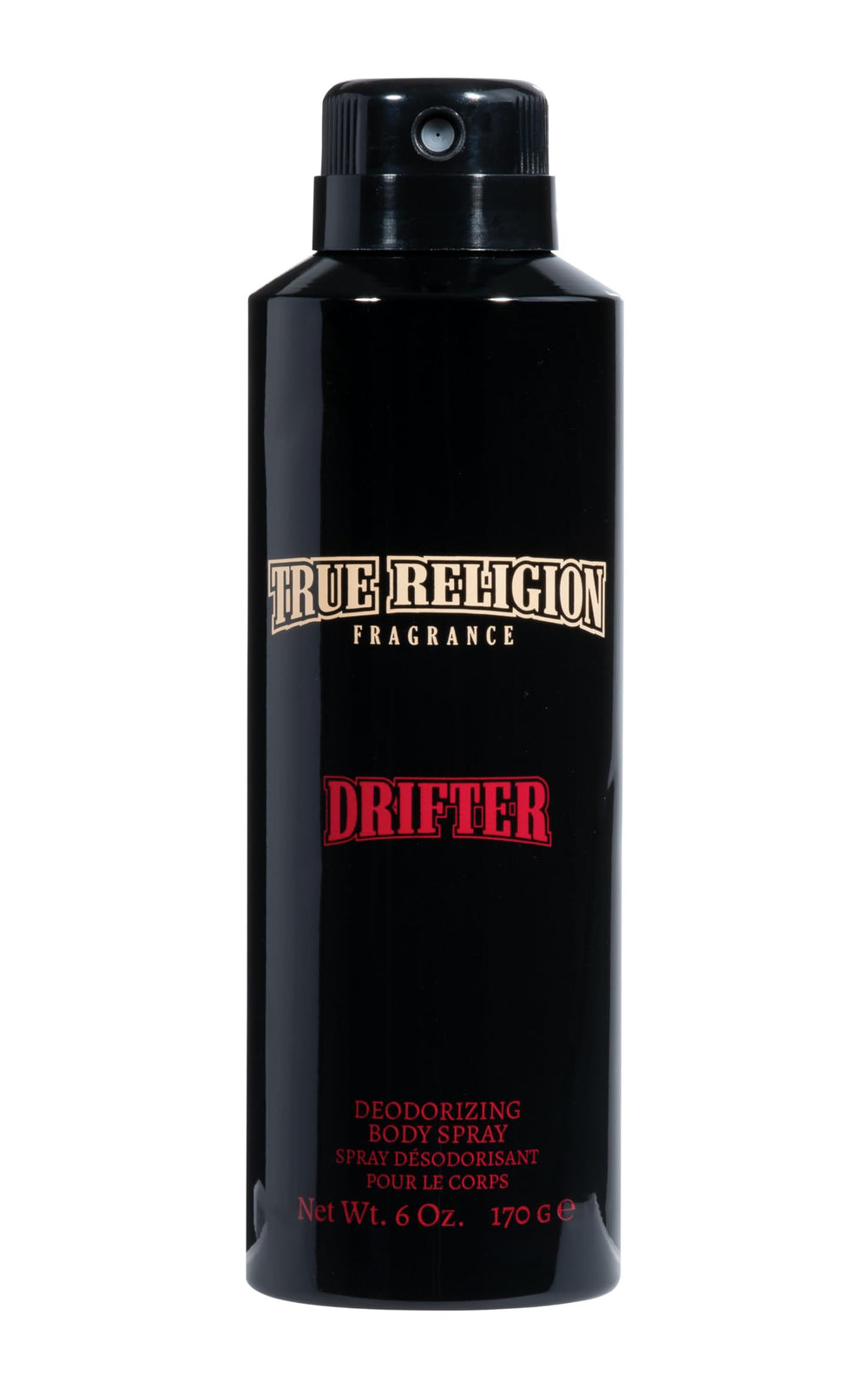 True Religion Drifter bottle in foreground, portable daily fragrance for everyday confidence.