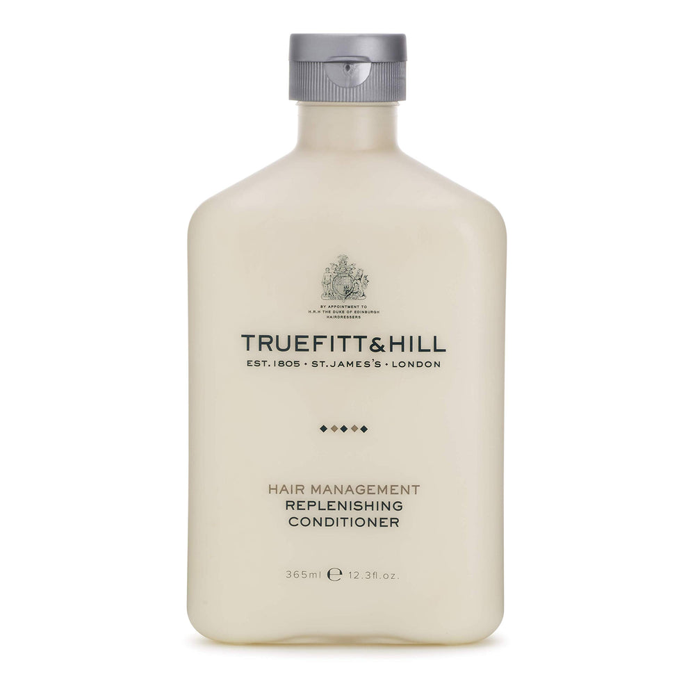 Truefitt & Hill Hair Management Replenishing Conditioner bottle pour delivers body