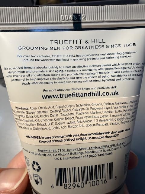 Truefitt & Hill Skin Control cream texture with vitamin E.