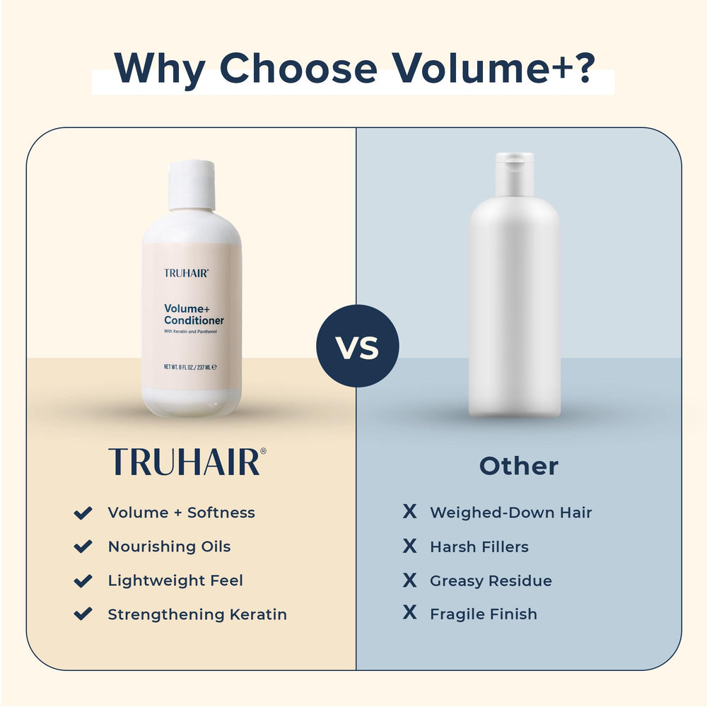 TRUHAIR Volume+ Conditioner keratin-panthenol enhances smoothness and strength.