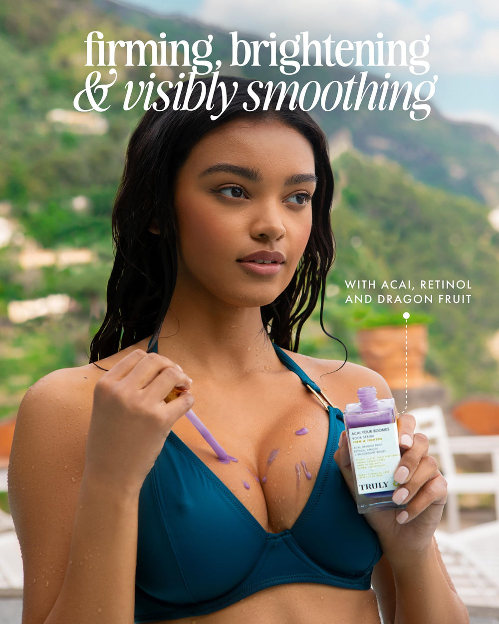 Truly Acai Your Boobies Serum pump provides precise, mess-free dispensing.