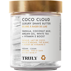 Truly Coco Cloud luxury shave butter bottle delivers hydration for a smoother shave.