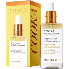 Truly Cooka Concentrate bottle close-up for precise application on sensitive bikini line.