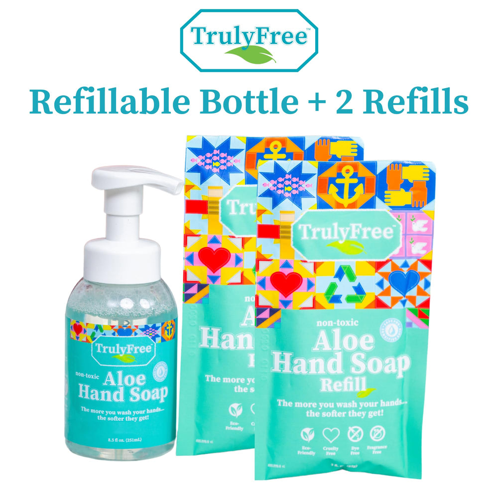 Truly Free Aloe Hand Soap foaming lather in action for soft cleansing.