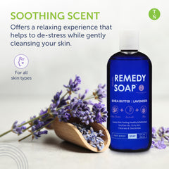 Truremedy Naturals lavender body wash pour demonstrates easy dispensing and calming scent