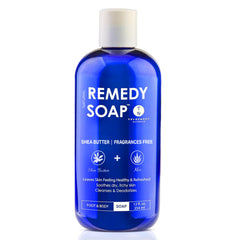 Truremedy Naturals Shea Butter No Fragrance Body Wash bottle—hydrating cleanser ideal for sensitive skin.