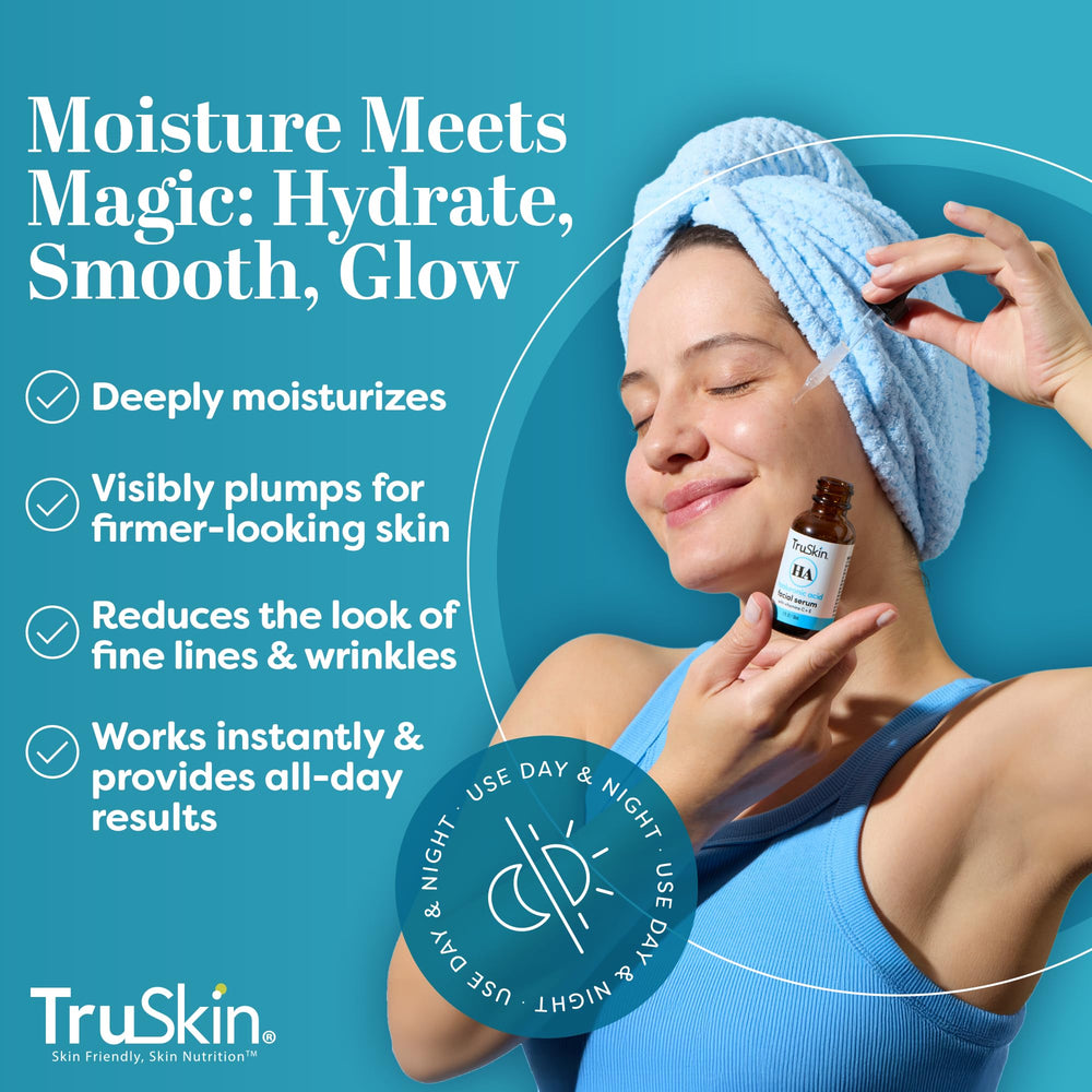 TruSkin Hyaluronic Serum texture closeup reveals silky plumping feel