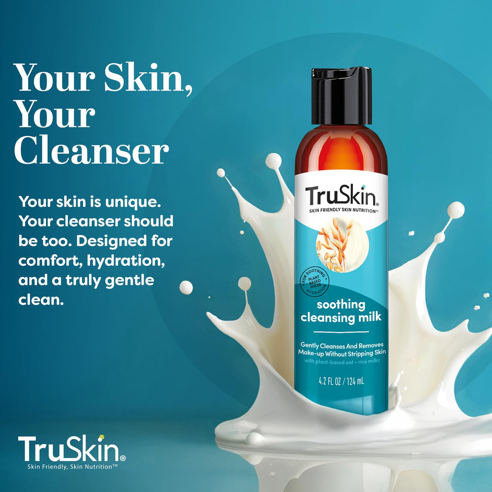 TruSkin oat milk and rice milk ingredients visual highlight soothing nourishment