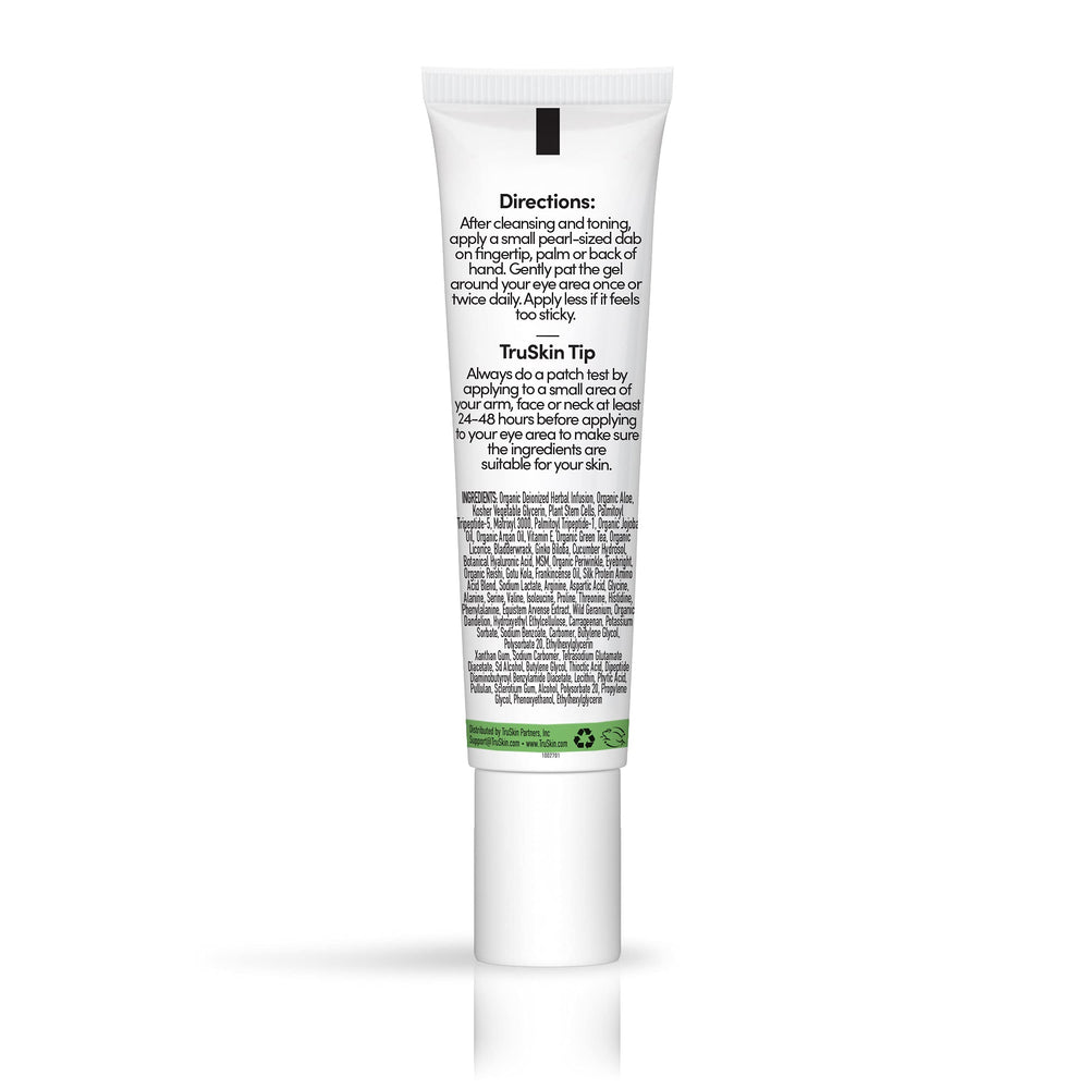 Morning routine shot with TruSkin eye gel for refreshed eyes.