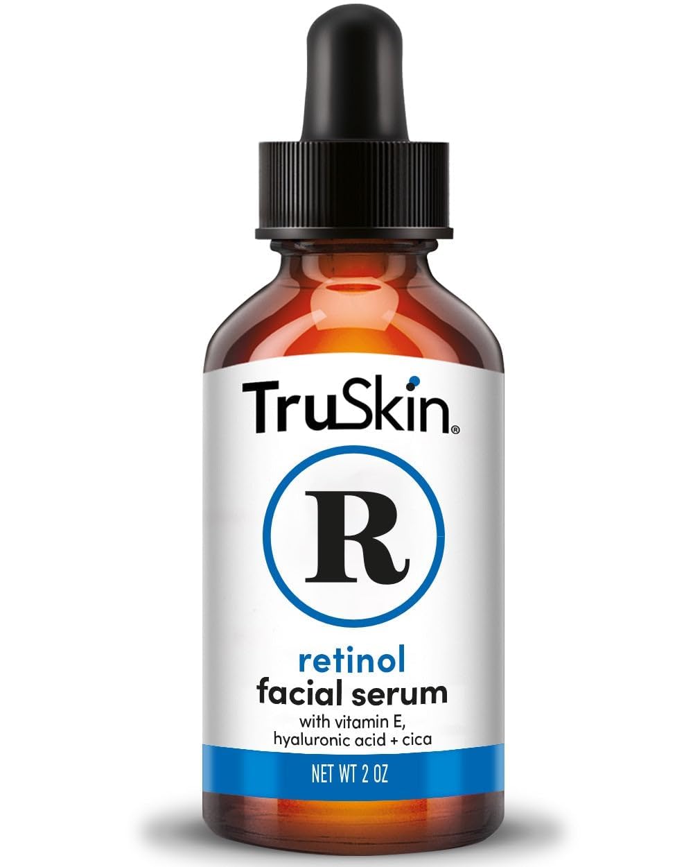 TruSkin Retinol Serum bottle pour highlights smooth skin renewal overnight.