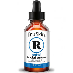 TruSkin Retinol Serum bottle close-up for smoother skin