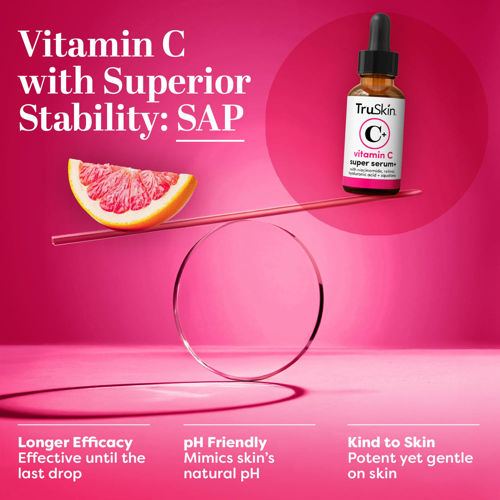 TruSkin Vitamin C Super Serum ingredient list highlights Hyaluronic Acid for hydration