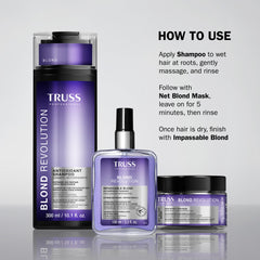 TRUSS Blond Revolution frizz-control smooths strands for a polished look.