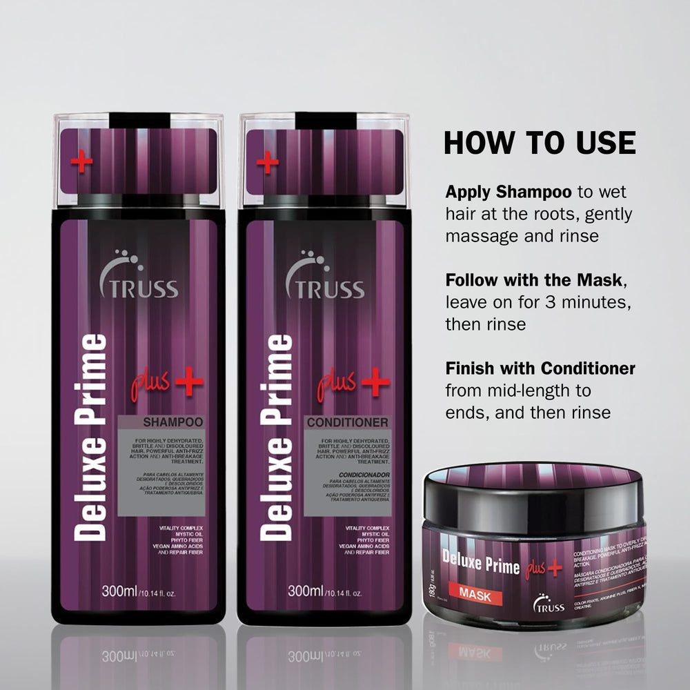 Hair strands after TRUSS Deluxe Prime Mask show improved moisture and smoothness.