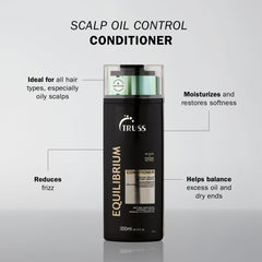TRUSS Equilibrium conditioner back label highlights keratin and argan oil benefits.