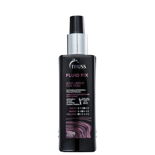 TRUSS Fluid Fix bottle with fine mist for long-lasting curl definition at the roots.