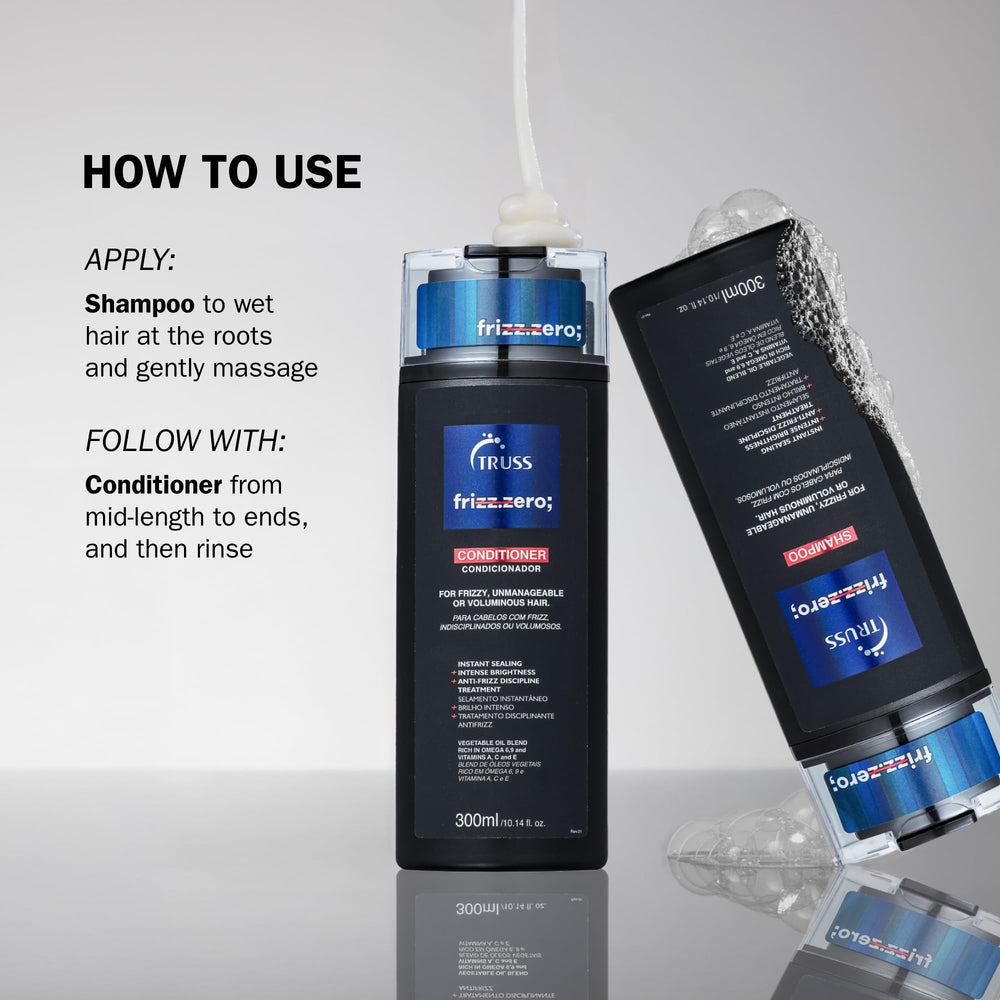 TRUSS Frizz Zero Shampoo after washing hair with sleek shine