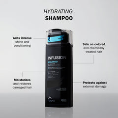 TRUSS Infusion Shampoo pour demonstrates rich lather for detangling and softness