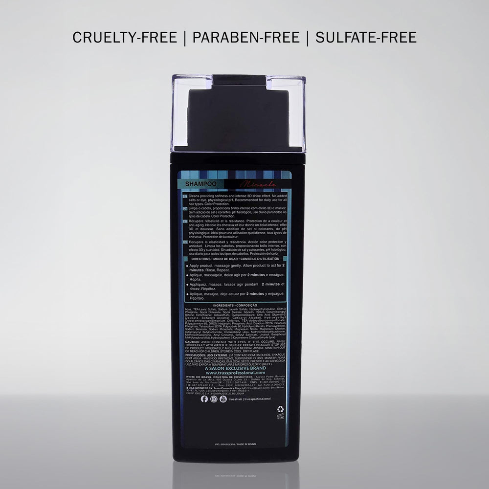 Damp hair being massaged with TRUSS Miracle Hair Shampoo