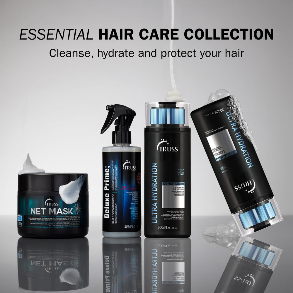 TRUSS Ultra Hydration shampoo silky hair texture inspired by natural oils.