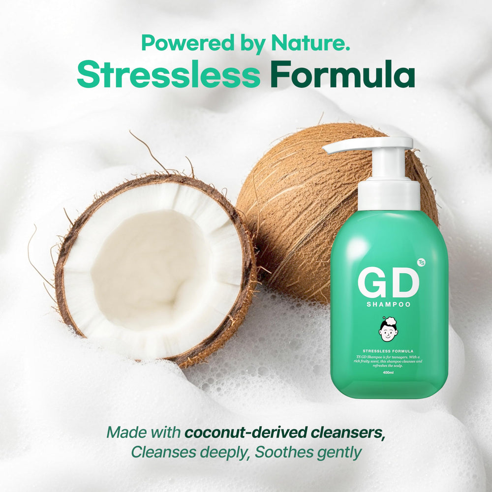 TS SHAMPOO fruity fragrance packaging showing allergy-free daily use
