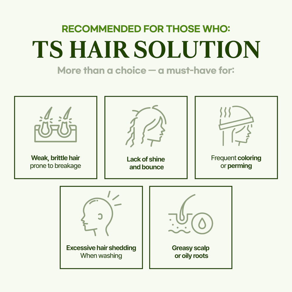 TS SHAMPOO ingredients panel hints at nourishing proteins.