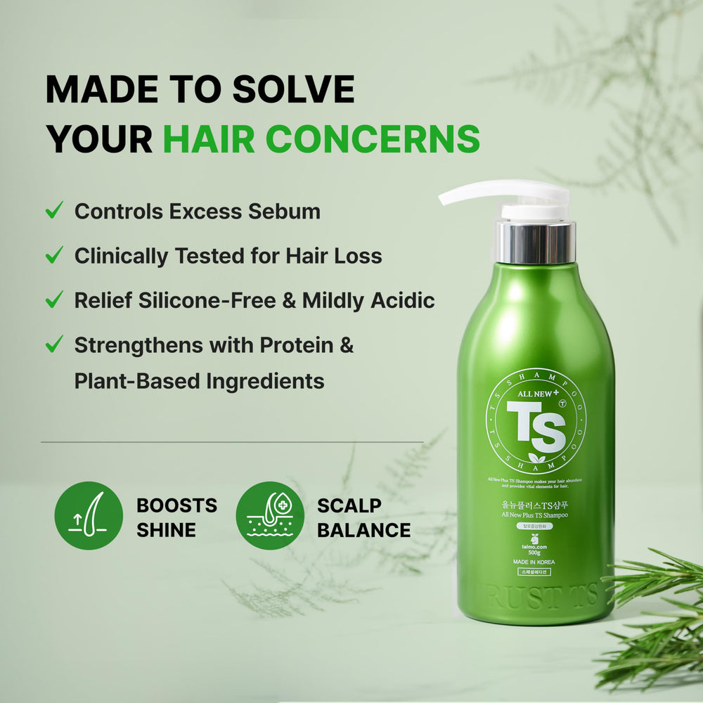 TS SHAMPOO Plus Biotin hair strands closeup showing smooth texture