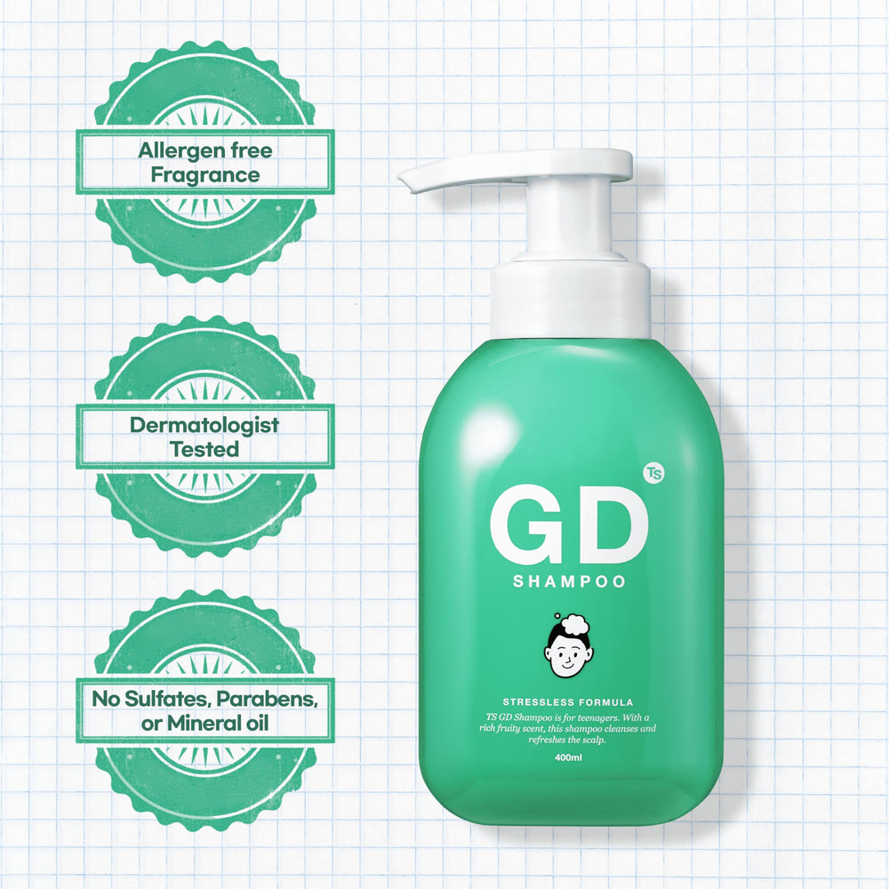 TS SHAMPOO probiotic formula bottle emphasizing scalp balance benefits