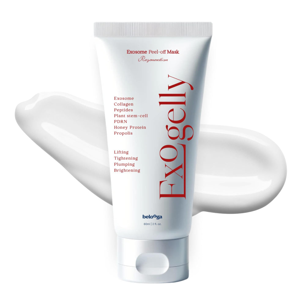 TSJ Bio Exosome Exogelly Peel-Off Mask jar showing gel-to-film texture for hydration
