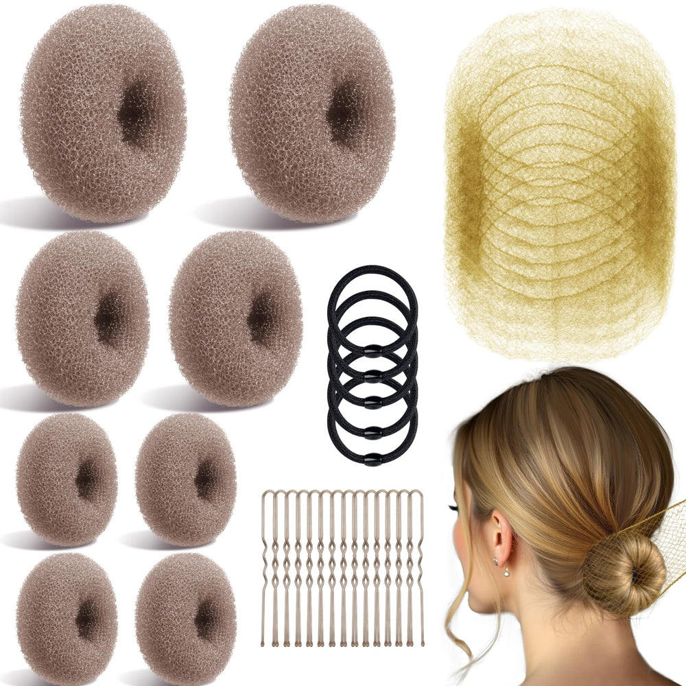 TsMADDTs hair bun donuts in tan brown for a secure, polished updo that lasts through routines.