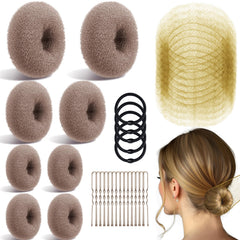 TsMADDTs hair bun donuts in tan brown for a secure, polished updo that lasts through routines.