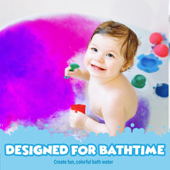 Tub Works Bath Color Fizzies dissolving tablet showing fizz and color in tub