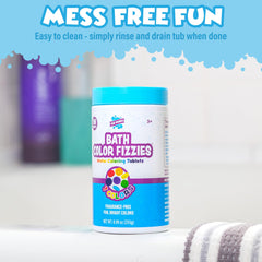 Tub Works Bath Color Fizzies tablet dissolves to create vivid water colors