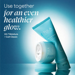 Overnight use scene shows deeper hydration from TULA cream.