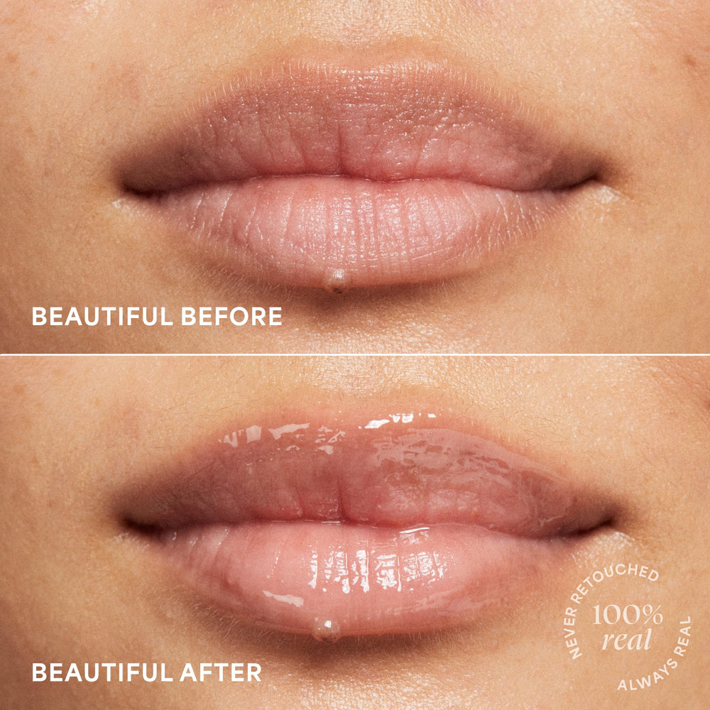 TULA lip mask shown on lips, providing soft, nourished hydration.