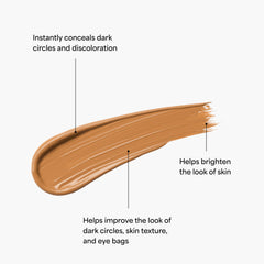 TULA concealer applicator swatch on skin shows blendable, crease-resistant texture.